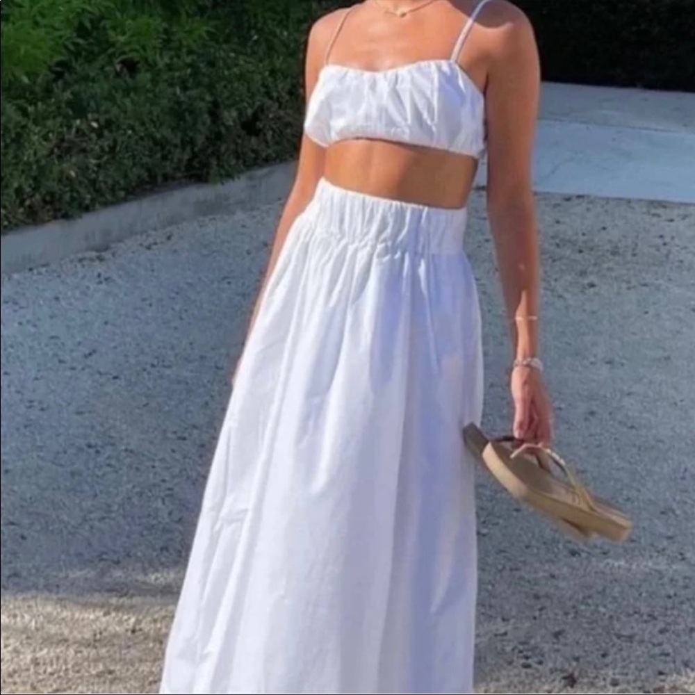 SOLD White cotton skirt set